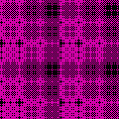 Seamless tartan pattern, pink and black paint