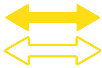 Double side long arrow vector, silhouette. Two side arrow icon vector. Vector set of trendy long arrows left and right in flat. Horizontal double-headed arrow. Vector illustration.