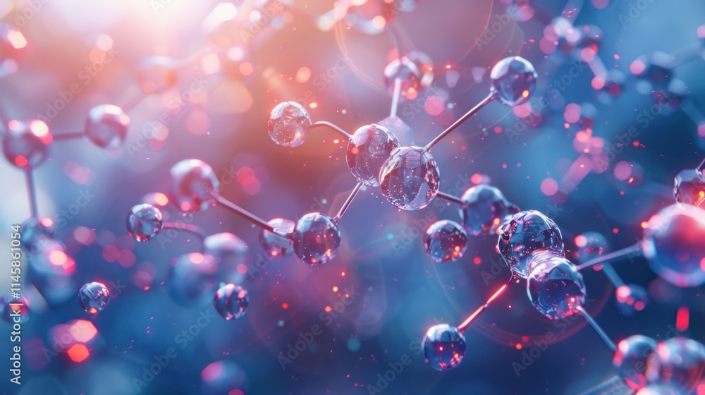 Poster microscopic molecular structure: a 3d rendering of interconnected atoms