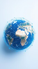 Global Network Concept with Earth and Connections on Light Background