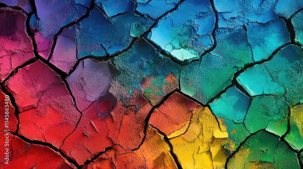 Poster colorful cracked texture background with vibrant patterns and rich hues showcasing an artistic and a