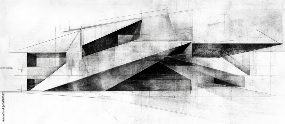 Poster abstract architectural blueprint with geometric shapes and innovative layouts for modern design proj