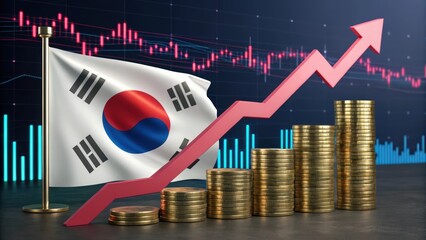 South Korea Economic statistics with Rising Coins