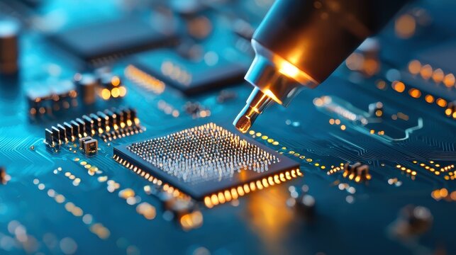 Precision electronics manufacturing process high-tech lab visual guide innovative environment close-up technology insights