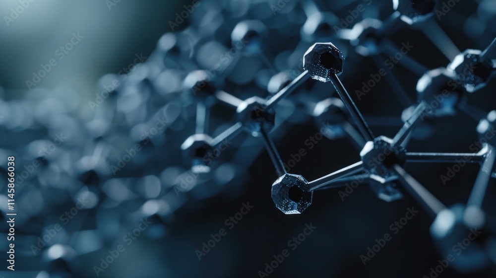 Poster abstract molecular structure: a 3d rendering of interconnected atoms