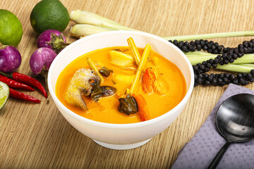 Thai Tom Yum soup with seafood