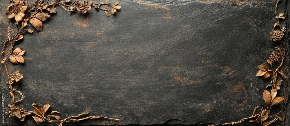 Poster decorative slate board with intricate floral design ideal for artisan displays or rustic dã©cor proj