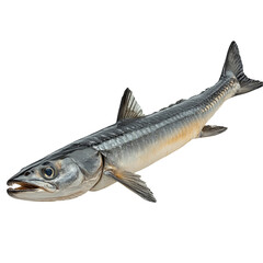 Obraz premium Angled view full body shot of an extremely perfect looking single Barracuda animal isolated on a white transparent background