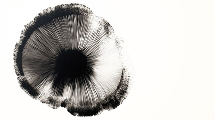 Close-up of black spore print from ink cap mushroom