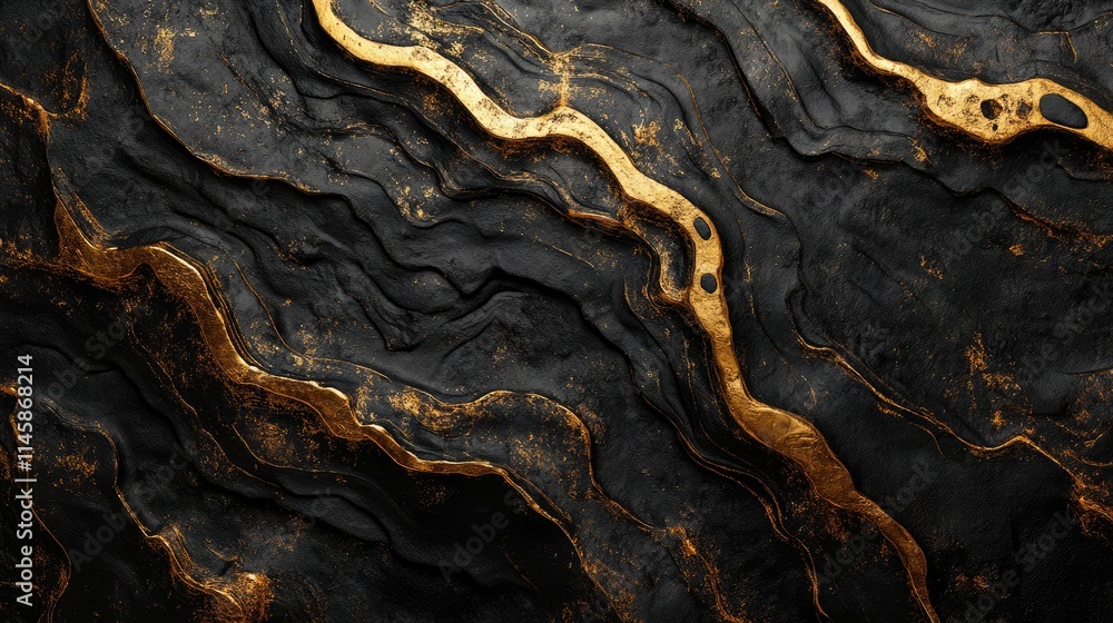 Poster elegant gold stamped pattern on textured black background creating a luxurious and sophisticated vis