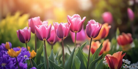 Fototapeta premium Spring days bring delightful moments filled with love and the beauty of flowers and plants. Experience the essence of spring days, where nature s colors bloom vibrantly in every corner.