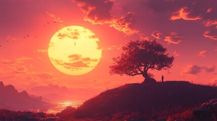 夕日が綺麗な丘