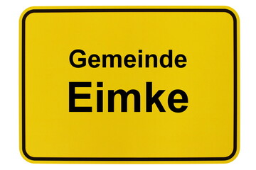 Illustration eines Ortsschildes der Gemeinde Eimke in Niedersachsen