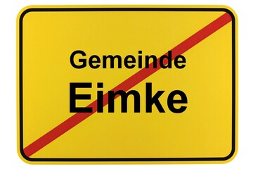 Illustration eines Ortsschildes der Gemeinde Eimke in Niedersachsen