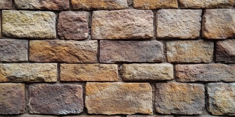 Fototapeta premium Textured old sandstone bricks create a captivating background, showcasing the unique characteristics of old sandstone bricks that enhance any artistic or architectural project.