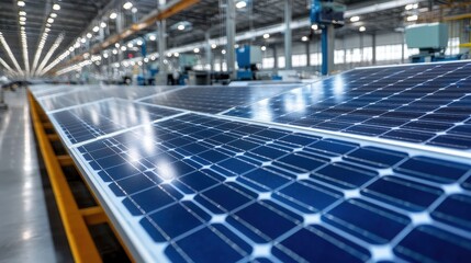 Industrial photography of solar panel manufacturing a bright look into renewable energy production