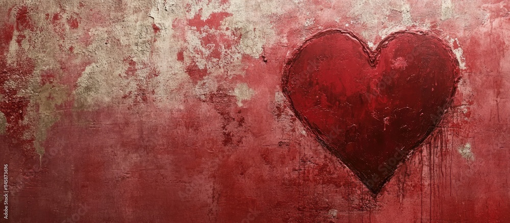Poster valentine's day textured backdrop with a heart and space for personalized text or messages in a roma