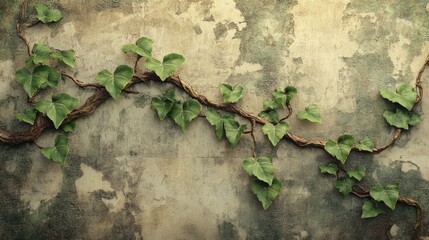 Ivy plant elegantly drapes along a rustic wall creating a serene natural backdrop for design and decor projects.