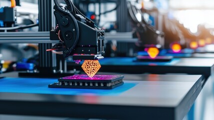 Innovative 3d printing technology modern workshop industrial process high-tech environment close-up view future manufacturing