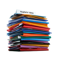 Organized hospitalist notes stack medical office image with transparent background professional environment close-up view documentation concept
