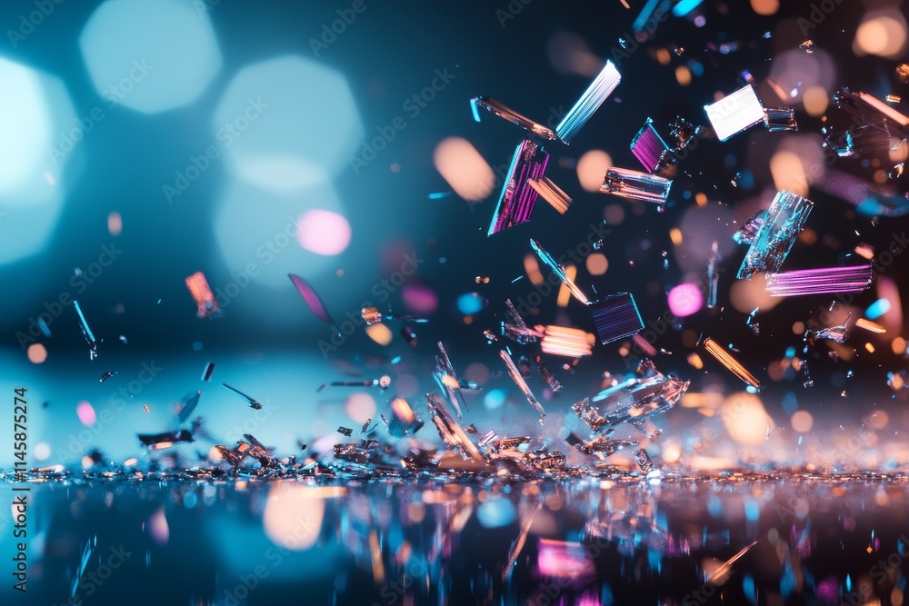Aufkleber colorful light reflections create an enchanting display of shimmering fragments on a dark surface