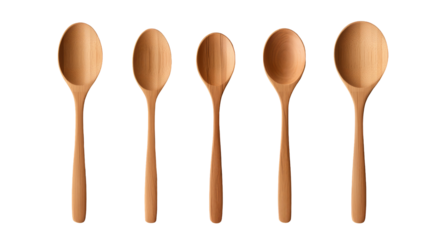 Crafting beautiful wooden spoons on a transparency background kitchen product photography minimalist style