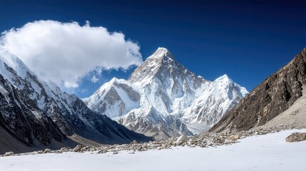 Obraz premium Majestic mountain ranges with snow-covered peaks, capturing the grandeur of nature imagine product photography, white background,