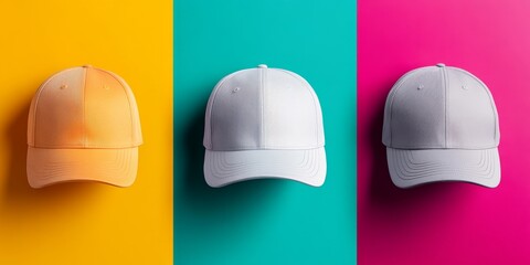 Blank cap displayed on a vibrant color background, highlighting the versatility of a blank cap for various design needs. This blank cap serves as a perfect canvas for customization and branding.