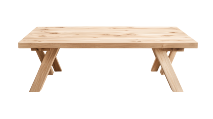 Rustic wooden table on a transparency background furniture design modern minimalist clean environment top view perspective