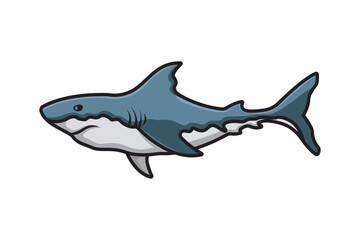 Cartoon Illustration of a Blue Shark