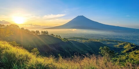 Ungaran Mountain shines beautifully under the sun, showcasing its stunning landscapes. The beauty of Ungaran Mountain is particularly captivating on sunny days, making it a perfect view to enjoy.