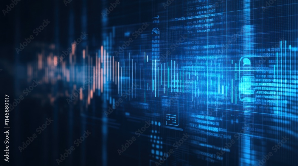 Poster Abstract blue coding background.