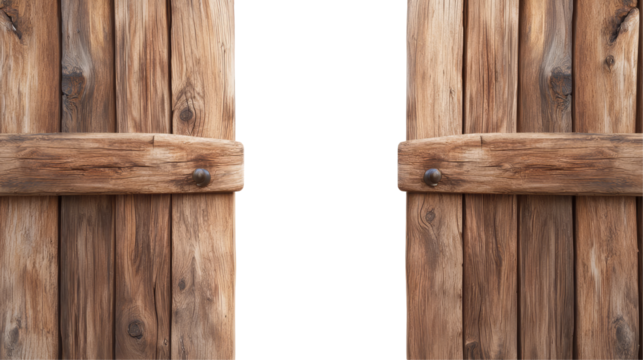 Open wooden doors revealing transparency background rustic setting high-quality image captivating view - Powered by Adobe