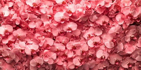 Fototapeta premium Pink orchid flowers create a stunning wall decoration, enhancing any background with their beauty. These pink orchid flowers serve as an elegant backdrop for various settings.