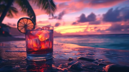 Tropical Beach Cocktail Sunset