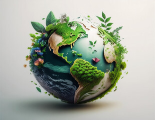 Earth day concept on white background, World environment day