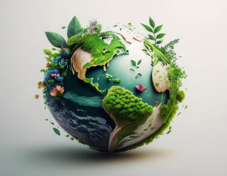 Earth day concept on white background, World environment day