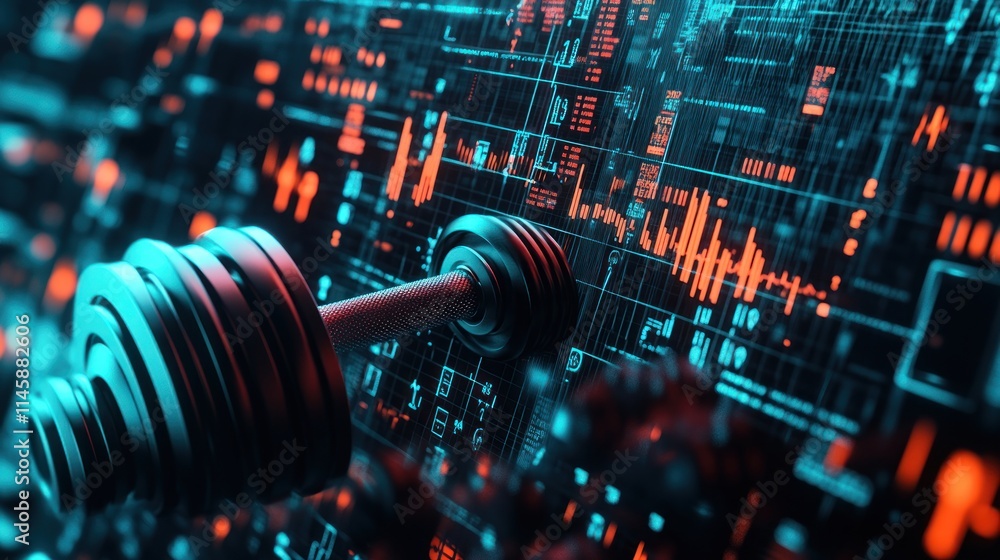 Aufkleber dumbbell on digital graph.