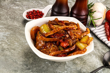 Asian cuisine pork in oyster sauce