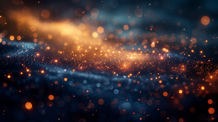 Vibrant blue and gold bokeh lights creating a festive or magical atmosphere.