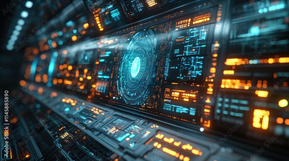 Poster futuristic technology interface: a glimpse into advanced digital systems