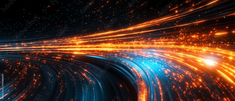 Aufkleber dynamic light trails flowing outward from an open book, symbolizing knowledge expansion and speed, f