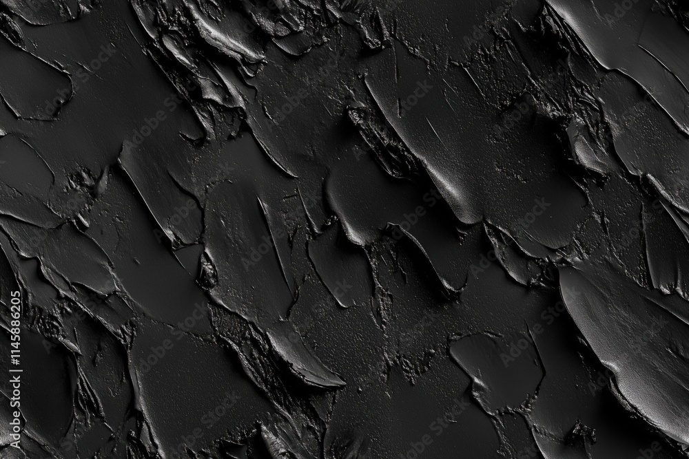 Poster seamless textured black surface with abstract patterns resembling paint or clay. the surface feature