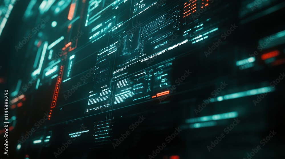 Aufkleber Digital data with graphs and code on a screen.