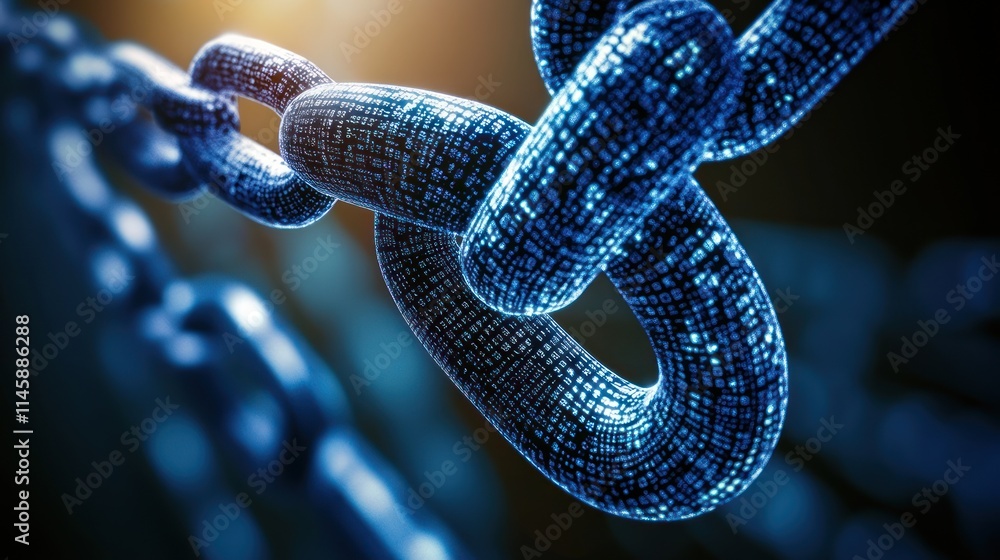 Poster Digital chain links connected close.