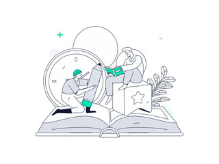Character reading quietly vector concept operation hand drawn illustration
