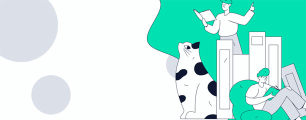 Character reading quietly vector concept operation hand drawn illustration
