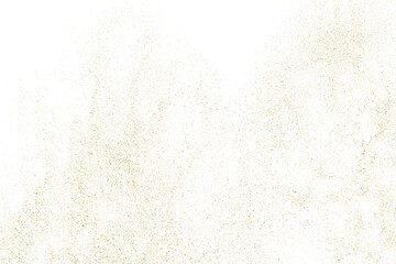 Gold texture pattern on transparent background. Old paper surface. Light golden confetti. Yellow Illustration backdrop. PNG design element.