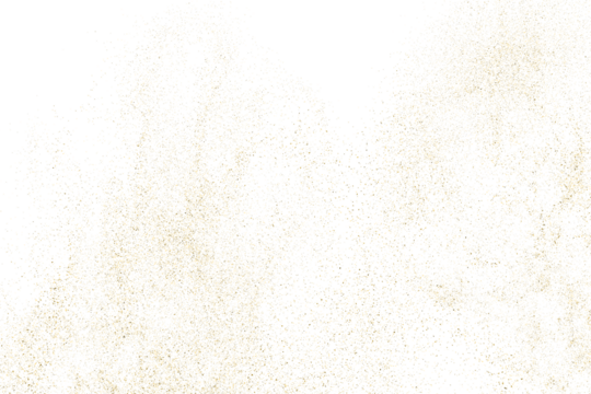 Gold texture pattern on transparent background. Old paper surface. Light golden confetti. Yellow Illustration backdrop. PNG design element.