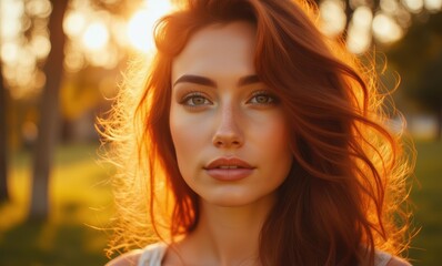Portrait of a young woman with red hair